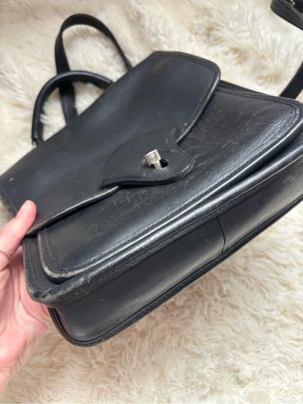 Kirkland Signature Black Leather Women's Satchel Crossbody